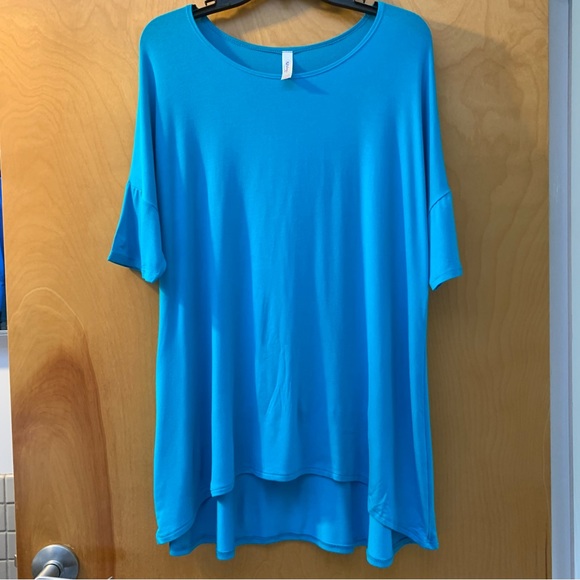 🔥5/$20🔥 “Popana” Turquoise Stretch Rayon Cardigan and Tee Tunic size M & L - Picture 2 of 10